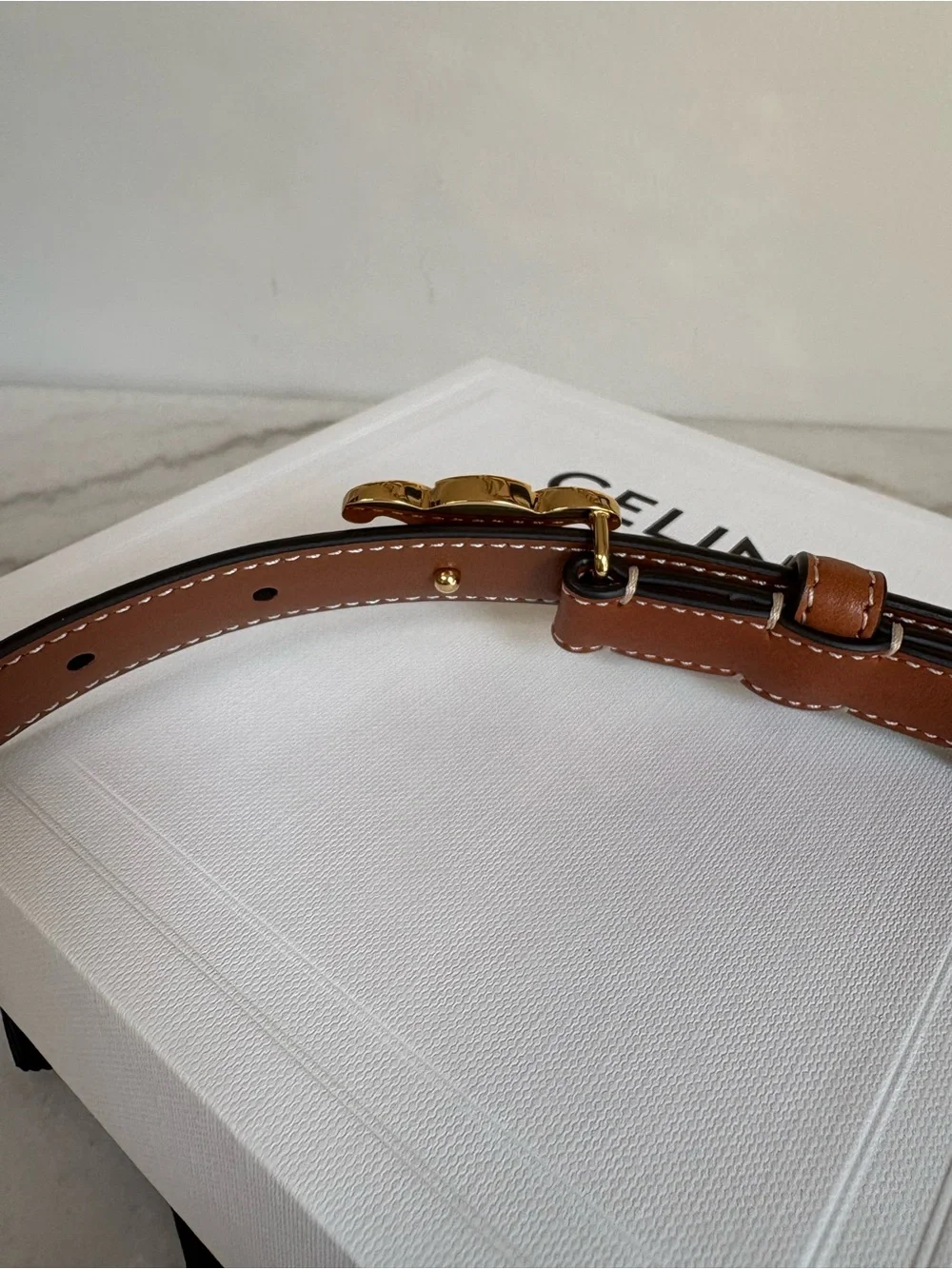 Celine Triomphe Belt 18mm in Natural Calfskin